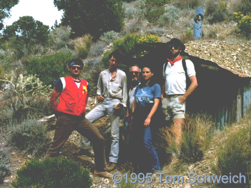 Roland, Scott, Jim, Julie and Gray in front of the powder house at the Providence Mine.