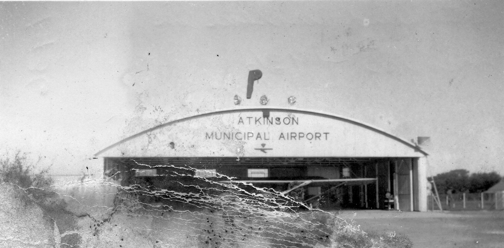 Porterfield airplane in hanger on way to California