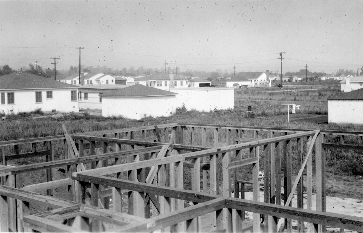 Framing the house on Woodcock Street