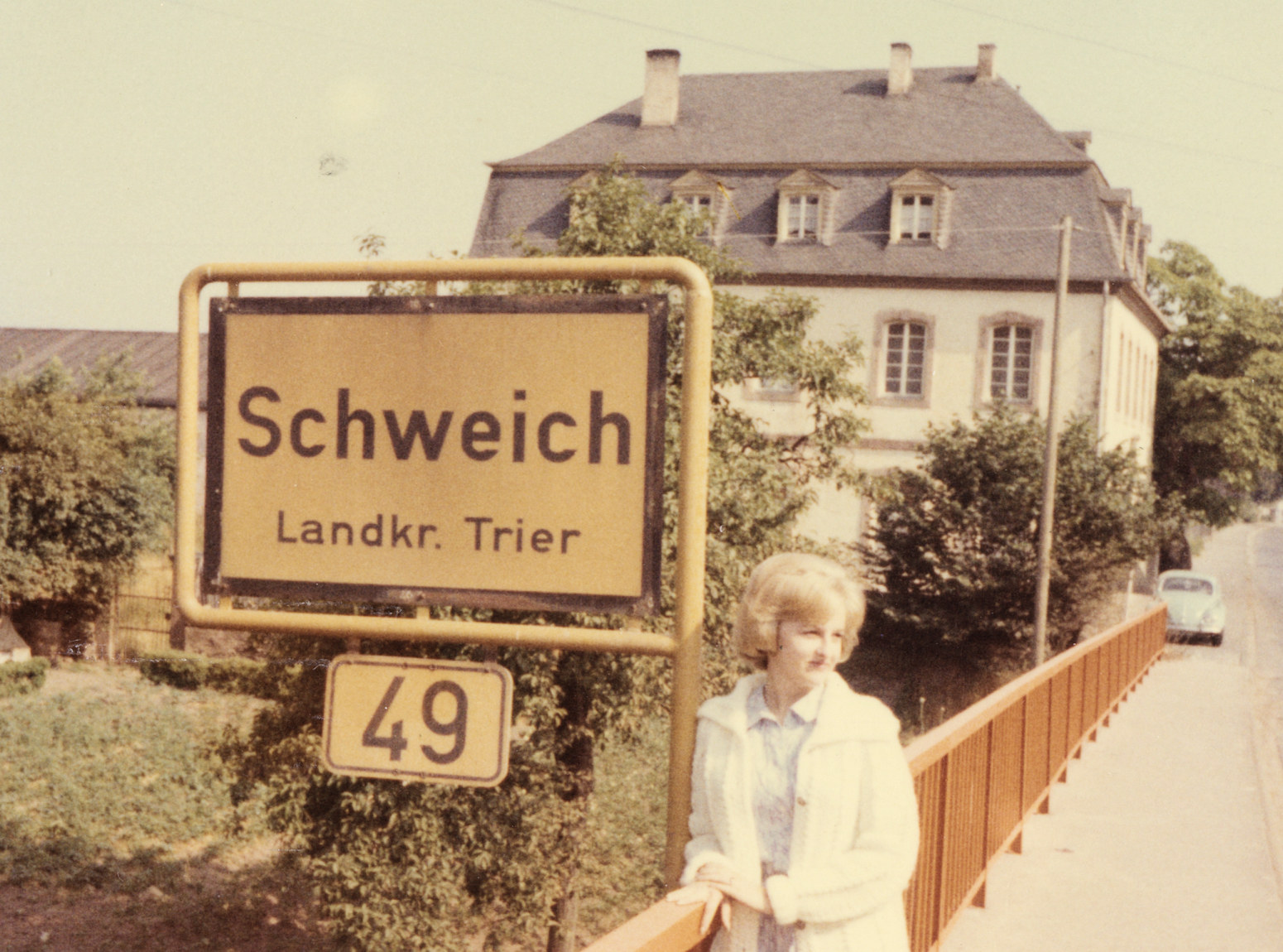 Martha at the Schweich sign.