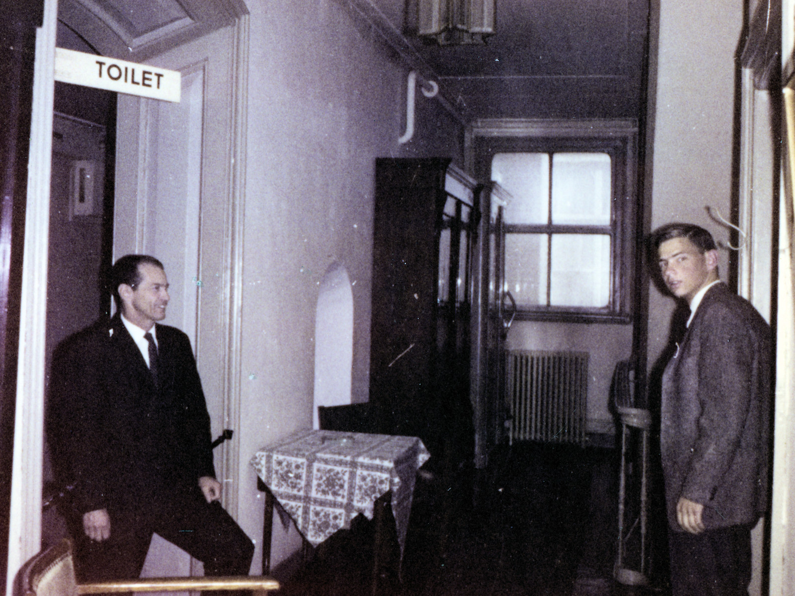 Hallway in unidentified hotel.