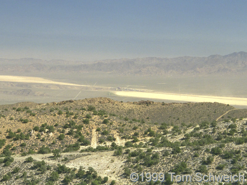 Primm, Nevada, as seen from the northeast slopes of Clark Mountain.
