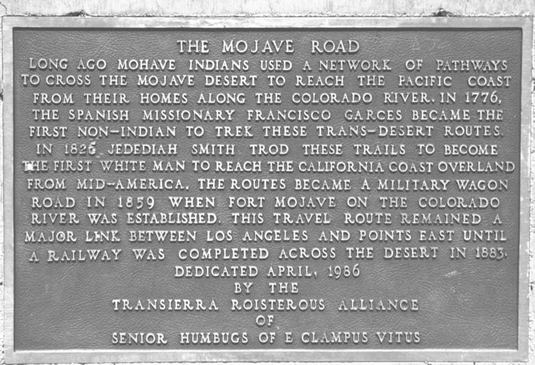 Plaque dedicated to the Mojave Road