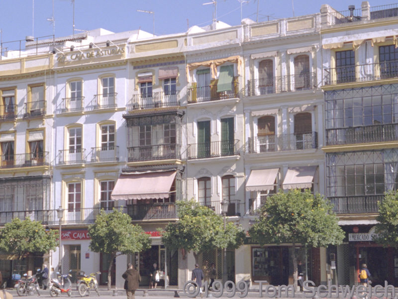 Row apartments along a street.