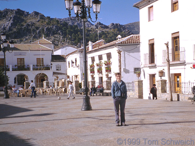 Rachel in the main plaza of Grazalema.