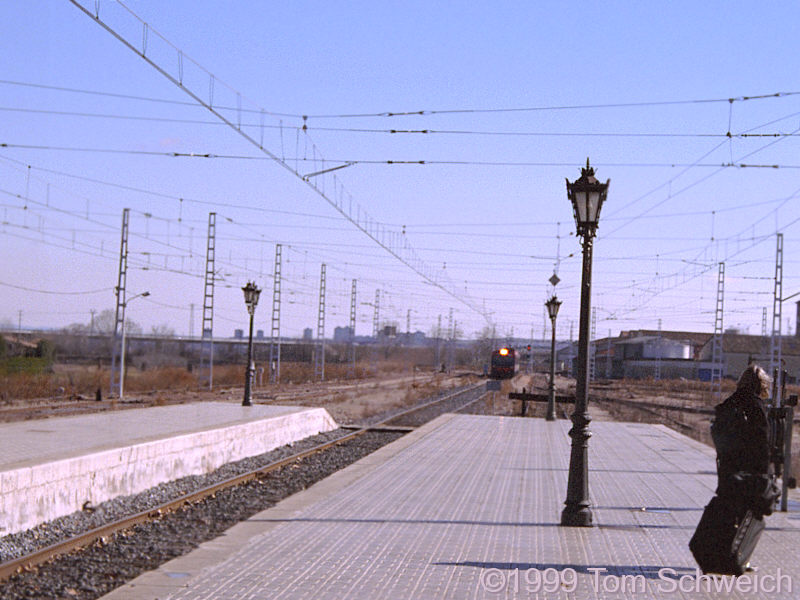 The Cercanias pulls into the Toledo train station.