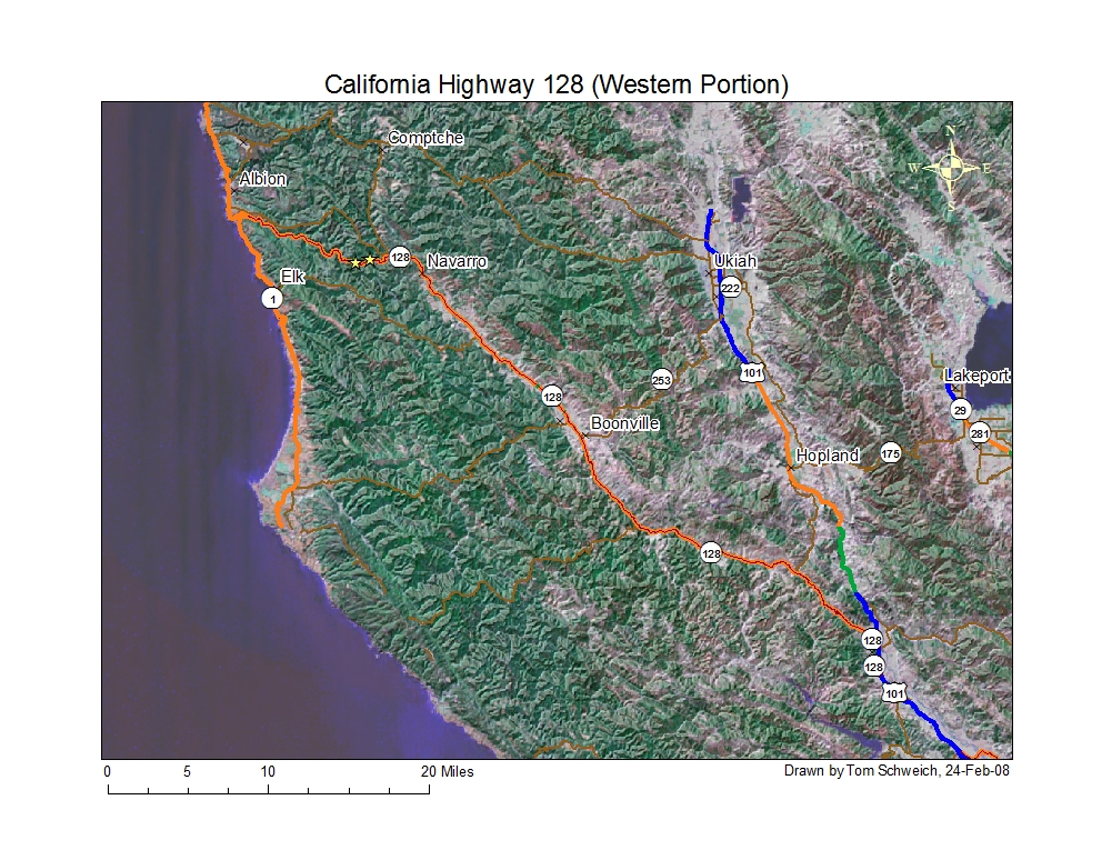 Western Portion of California highway 128