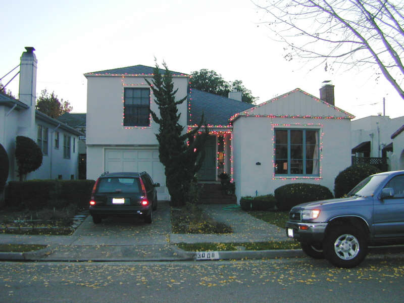 House on Fairview Avenue with Christmas lights.