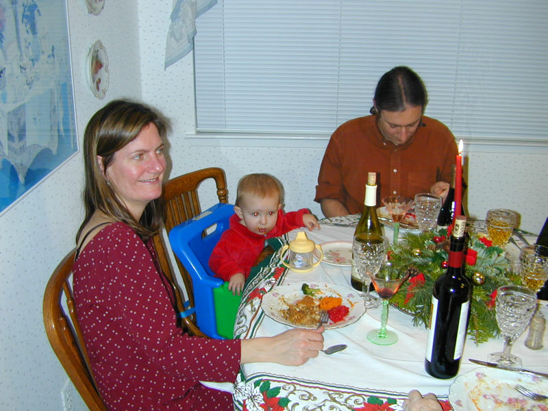 Simone has Christmas dinner at Granny and Grampa's.