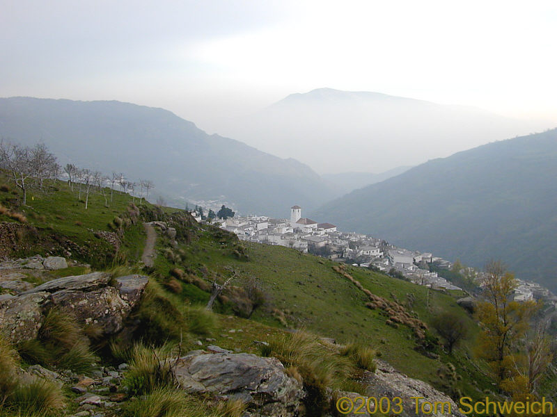 Capileira from above on a cool hazy afternoon.