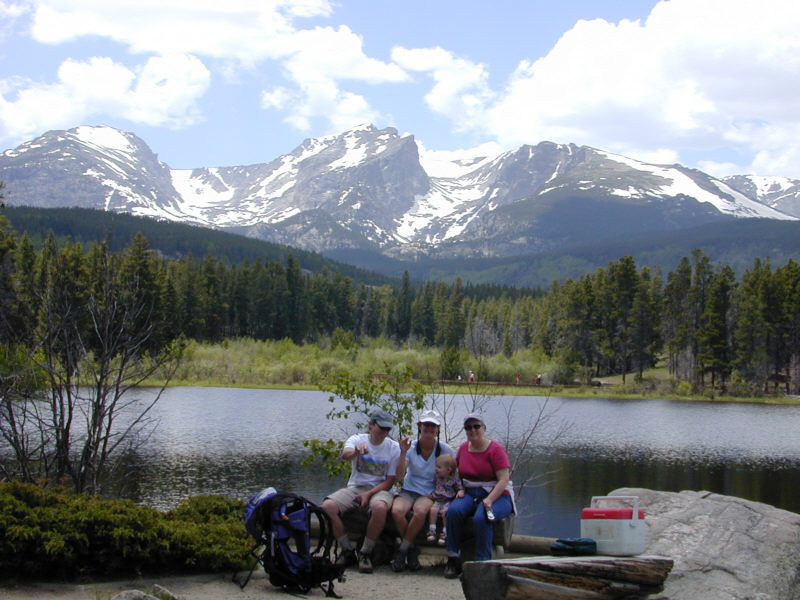 Matt, Becci, Simone and Cheryl at Sprague Lake.