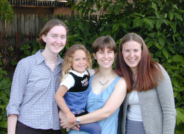 Mary, Ashley, Rachel, and Monique at Rache;'s graduation party.