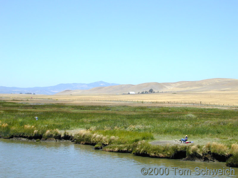 Potrero Hills looking northwest from the bridge over Montezuma Slough at Beldons Landing.