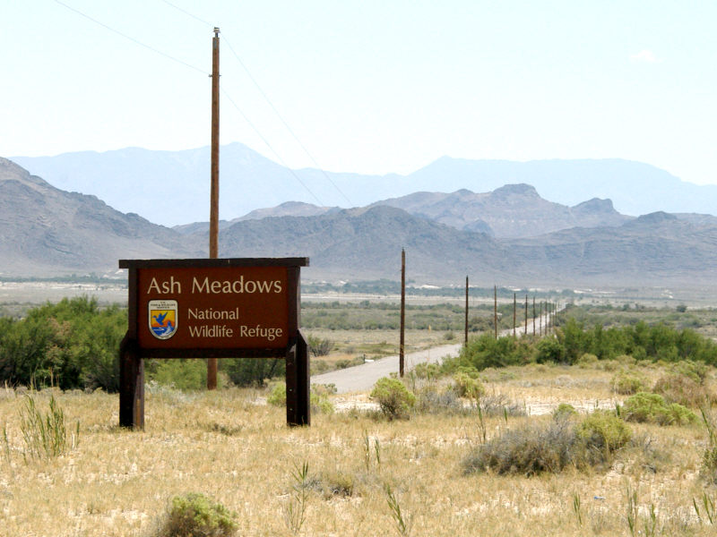 Entrance to Ash Meadows National Wildlife Refuge.