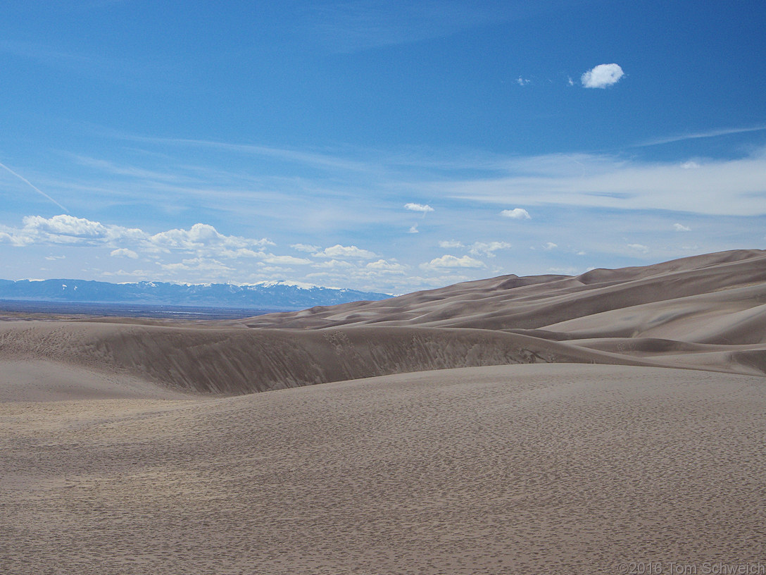 View southwest from Great Sand Dunes to the San Juan Mountains