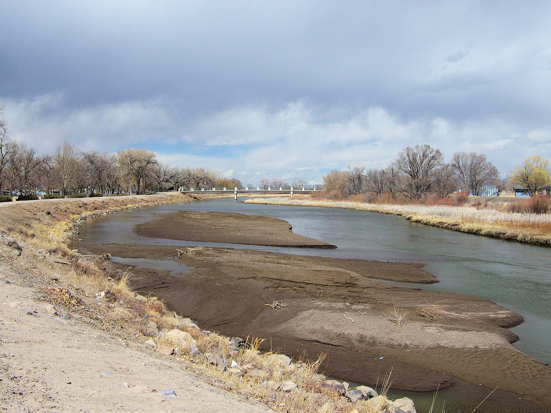 The Rio Grande River in downtown Alamosa.