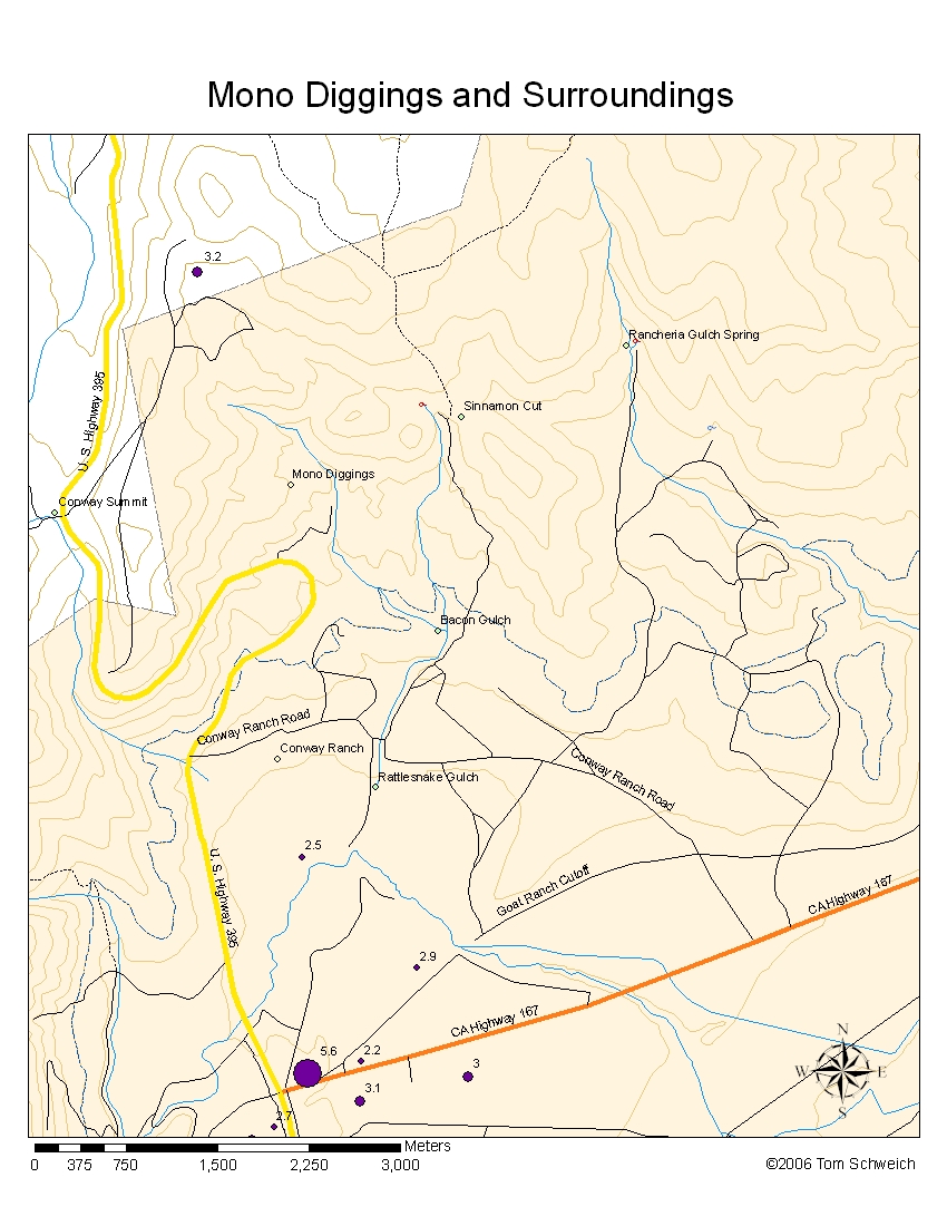 Map, Mono Diggins, Mono County, California