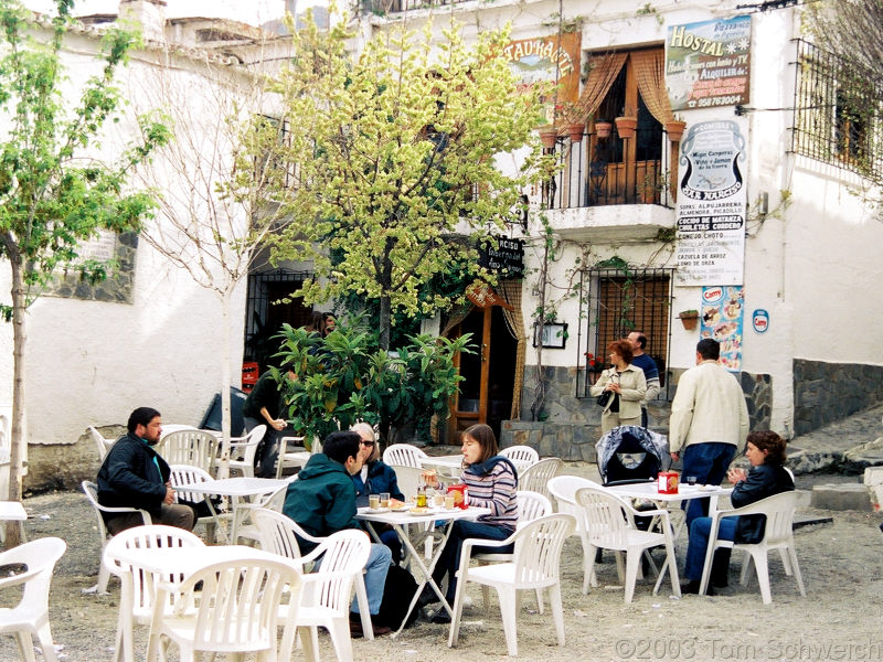 Breakfast in the main plaza of Pampaneira