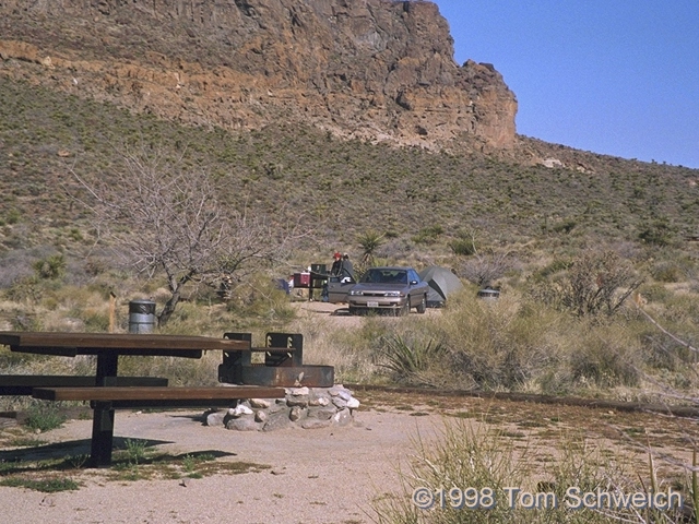 Two camp sites in the campground at Hole in the Wall.