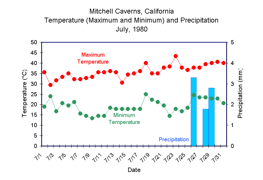 Summary of the Day, Mitchell Caverns, July, 1980.